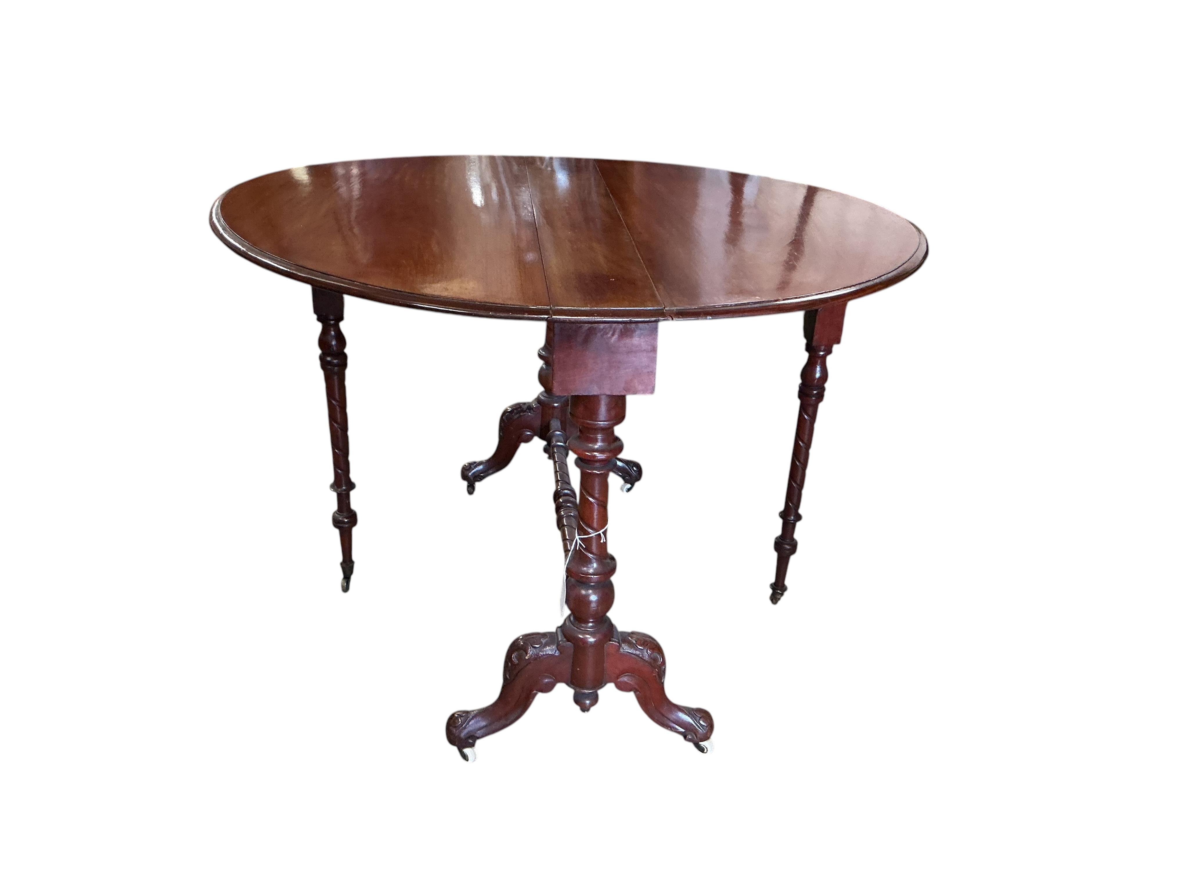 A Victorian mahogany Sutherland table, width 89cm, depth 16cm, height 69cm